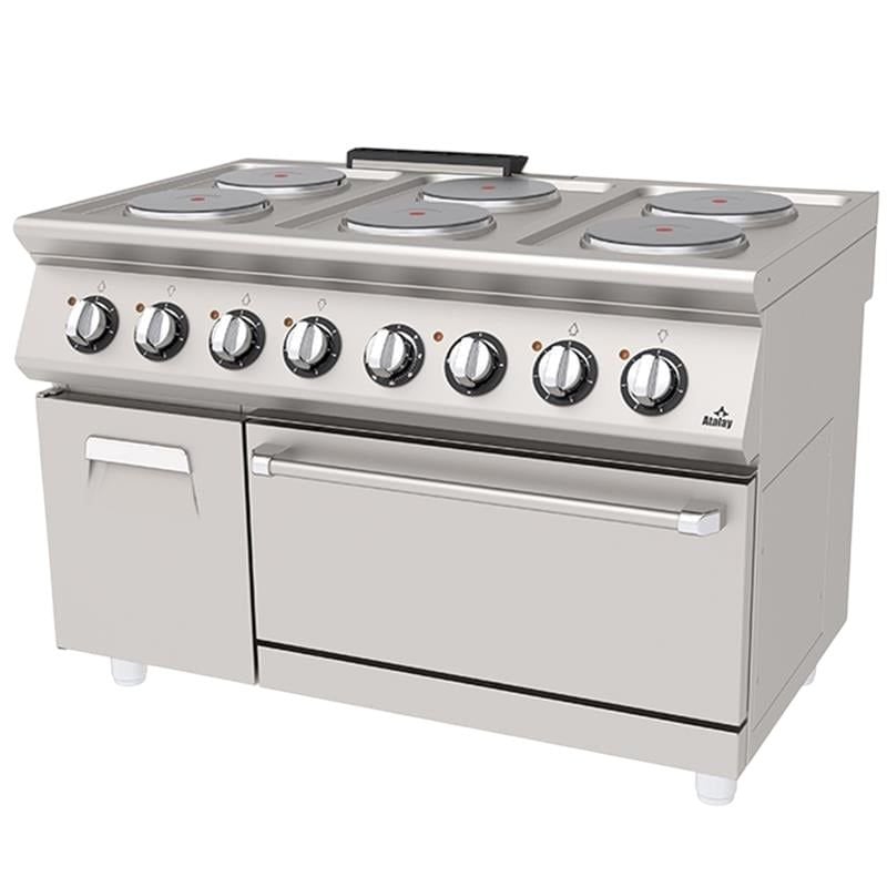 Atalay 730 Seri Kuzine Fırın 6 Yuvarlak Pleytli Dolaplı Elektrikli 120x73 Cm