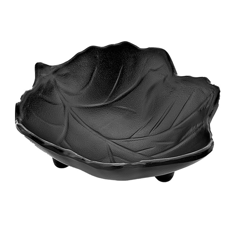 Biradlı BRD-104 Minimal Melamin Yaprak Sunum Tabağı, 10x8x3 cm, Siyah