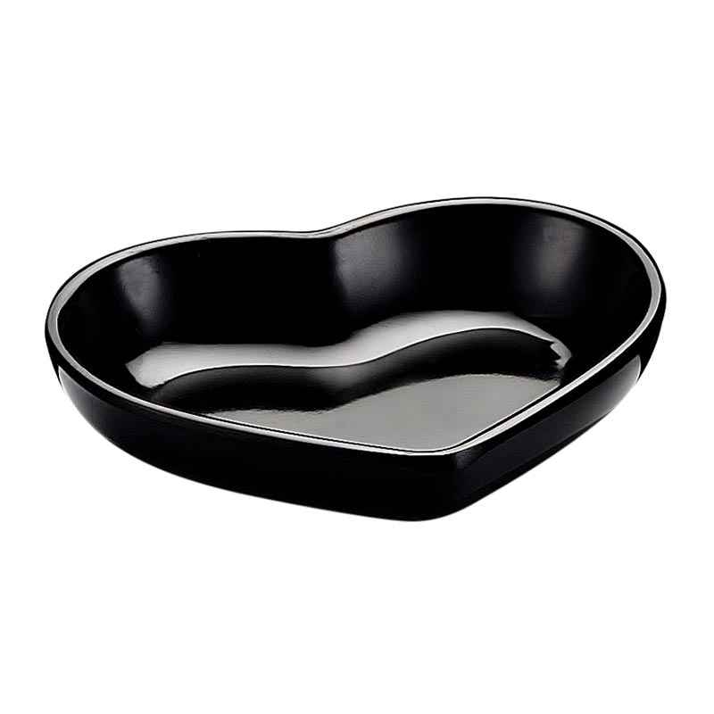 Biradlı BRD-517604 Minimal Melamin Kalpli Sunum Tabağı, 8x7x1.5 cm, Siyah