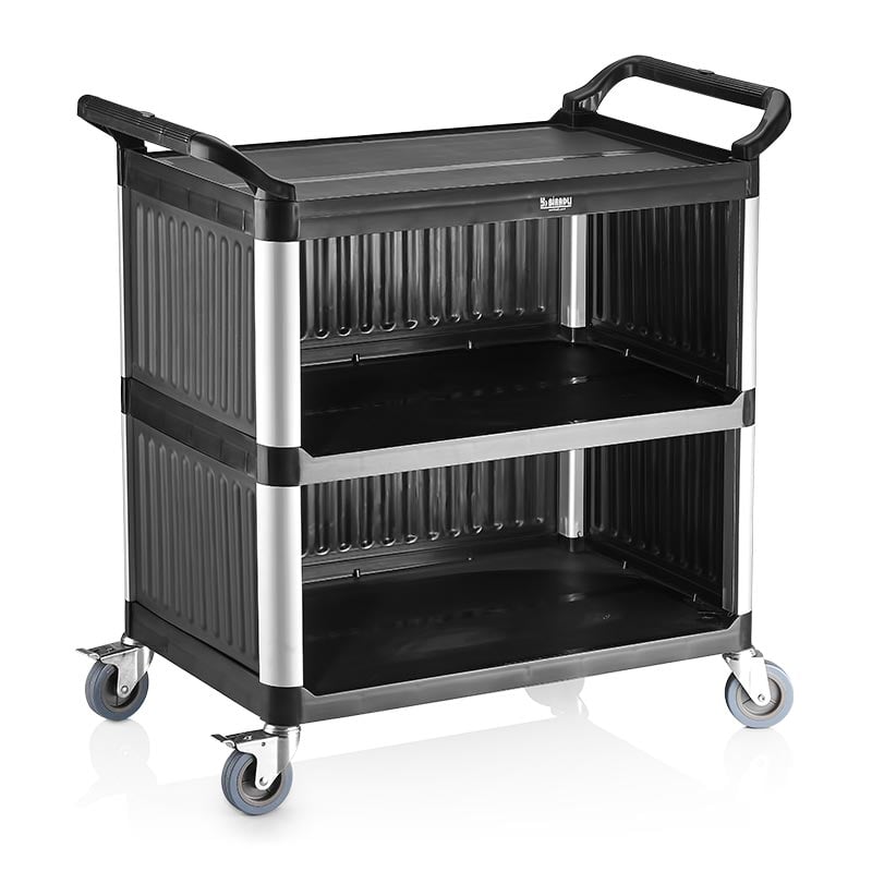 Biradlı BRD-53 Plastik Kapalı Servis Arabası 52x96x107 Cm Siyah