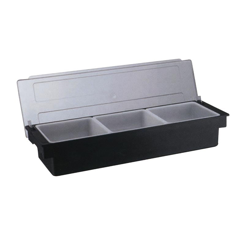 Biradlı BRD-H10311 Kapaklı Polikarbon Bar Konteyner, 3\'lü, 50x16x9 cm, Siyah