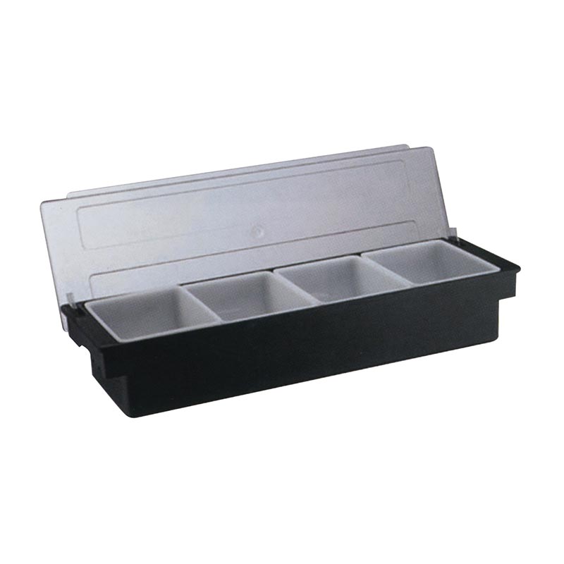 Biradlı BRD-H10312 Kapaklı Polikarbon Bar Konteyner, 4\'lü, 50x16x9 cm, Siyah