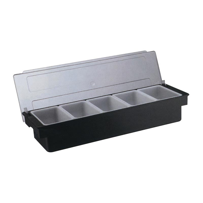 Biradlı BRD-H10313 Kapaklı Polikarbon Bar Konteyner, 5\'li, 50x16x9 cm, Siyah