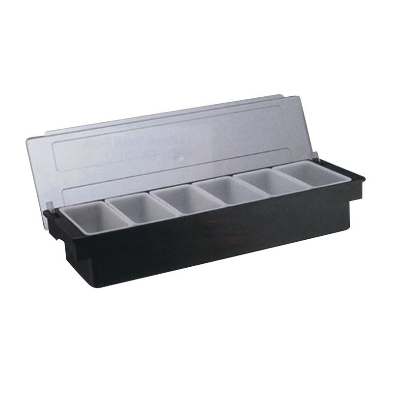 Biradlı BRD-H10314 Kapaklı Polikarbon Bar Konteyner, 6\'lı, 50x16x9 cm, Siyah