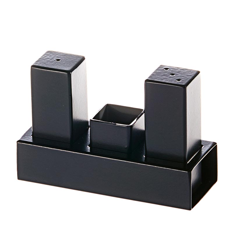 Biradlı GRV-105 Kare Tuzluk Takımı, 3\'lü, Siyah
