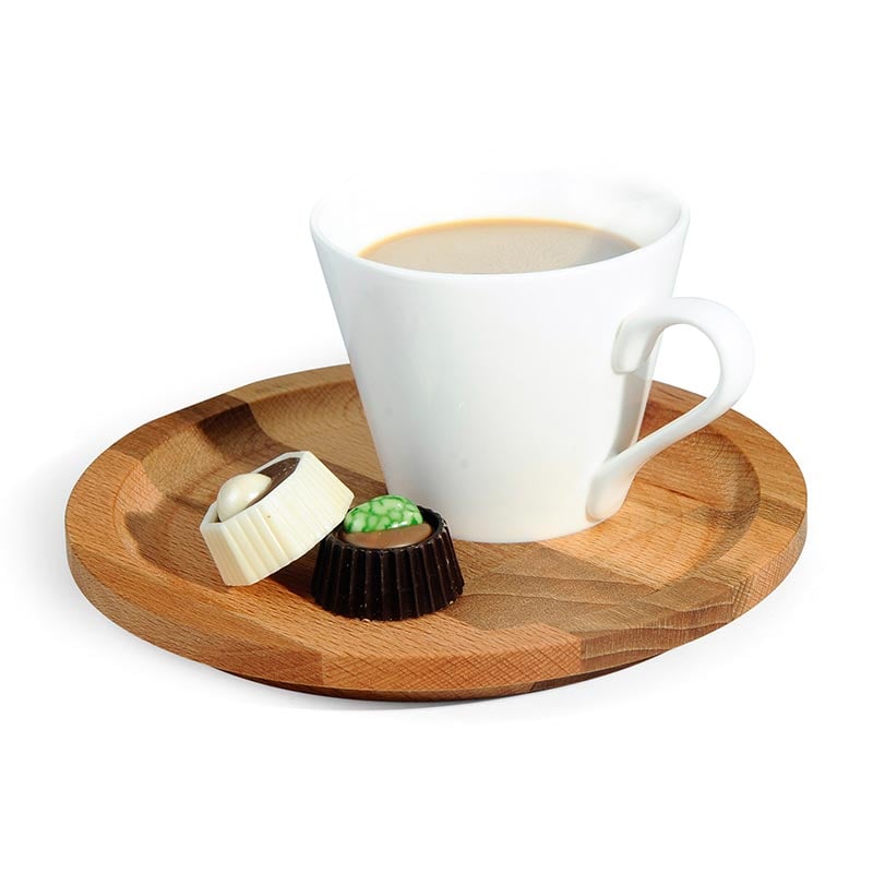Biradlı GRV-1818 Yuvarlak Ahşap Nescafe Sunum Takımı, 17 cm