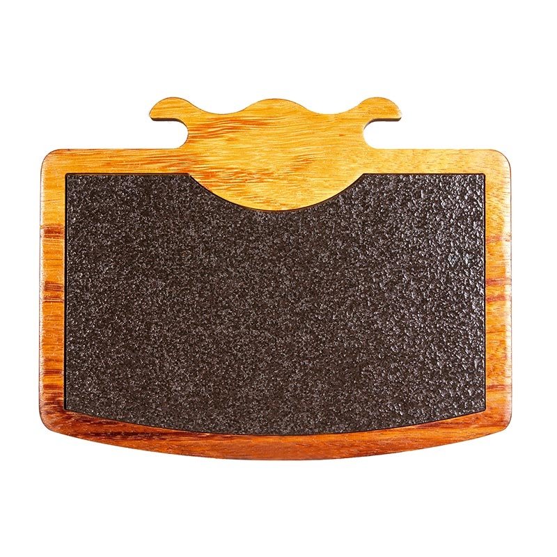 Biradlı GRV-1849 Boynuzlu Bazaltlı Steak Ahşap Sunum Tahtası, 32.5x25 cm