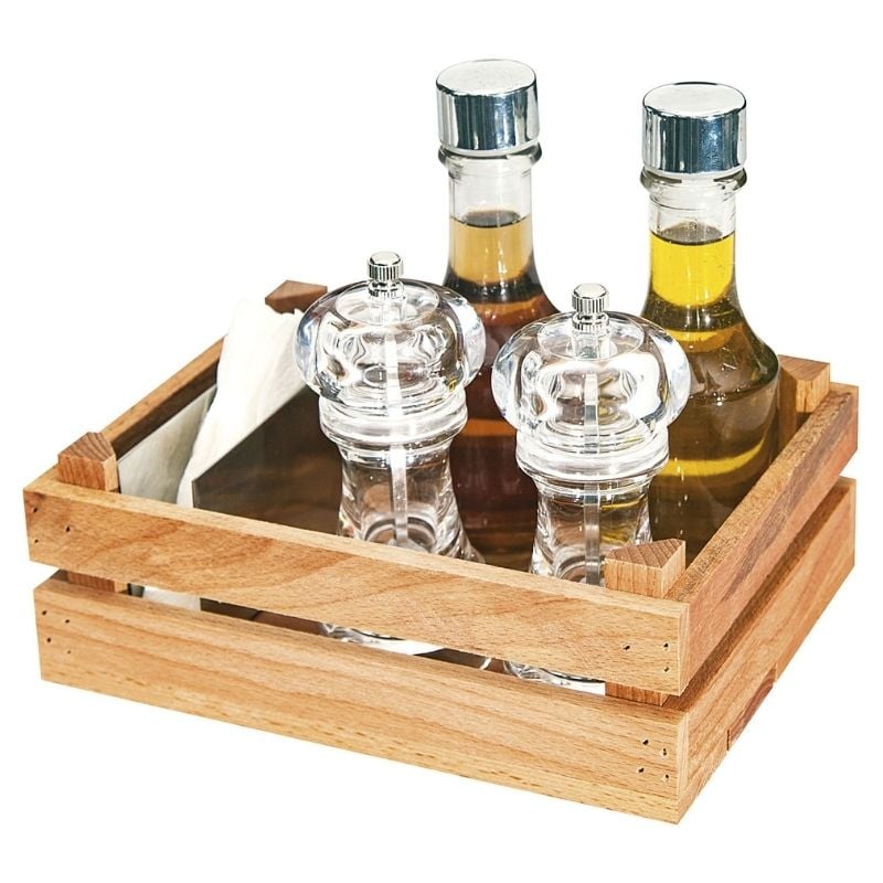Biradlı GRV-2415 Ahşap Kasalı Tuzluk Yağlık Takımı, 5\'li
