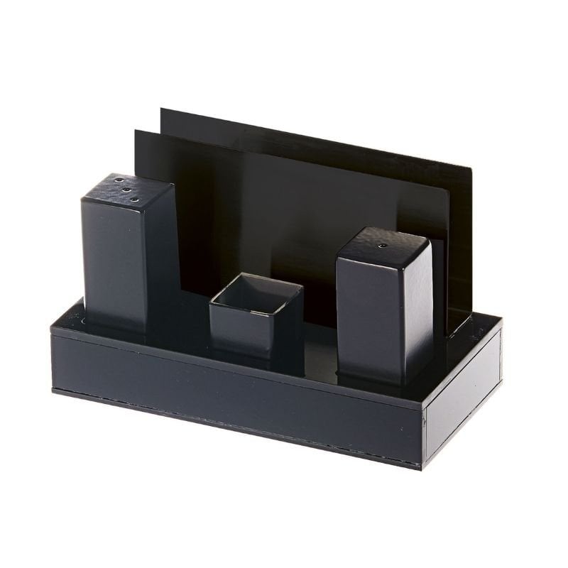 Biradlı GRV-53 Kare Tuzluk Takımı, 4\'lü, Siyah