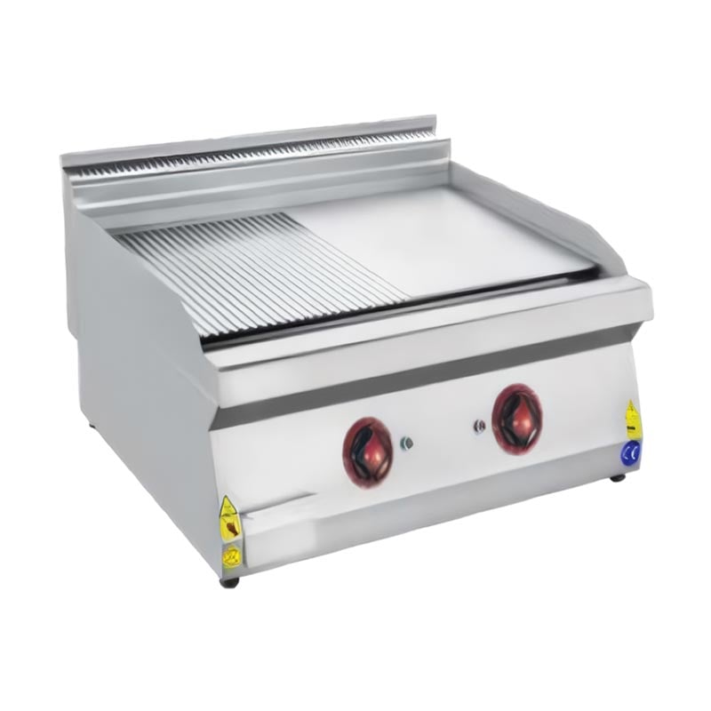 CSA 700 Edge Seri Yarı Oluklu Pleyt Izgara Set Üstü Elektrikli 80x70 Cm