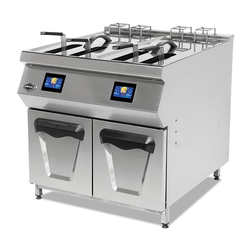Empero 900 Plus Seri Asansörlü Hızlı Pişirme Fritözü Yağ Filtreli Elektrikli 25+25 Lt 80x90 Cm