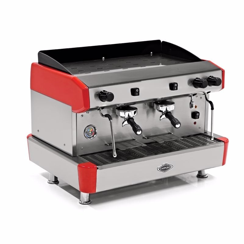 Empero EMP.CPC.2GR Capuccino Ve Espresso Kahve Makinesi Yarı Otomatik 2 Gruplu Kırmızı