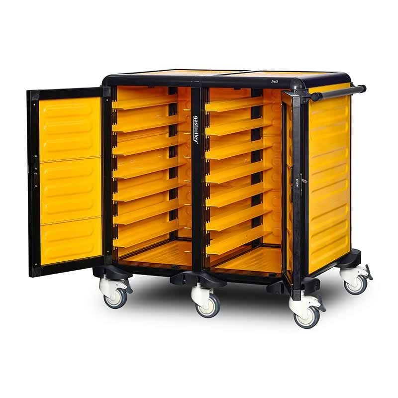 Gastrolley 75 İkili Servis Tepsi Arabası, 2 Yanı ve Arkası Kapalı, Kapılı, 101x75x99 cm