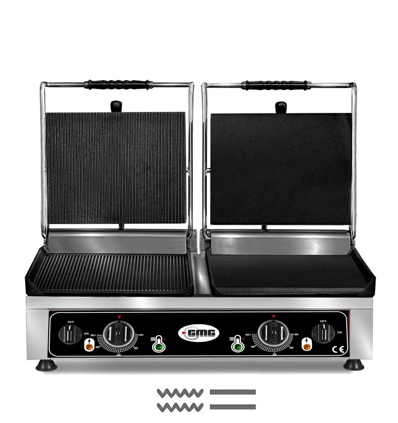 GMG KG 2735 DEGG Tost Makinesi Çift Kapaklı Yarı oluklu, Yarı Düz 2 x 36 x 27 cm