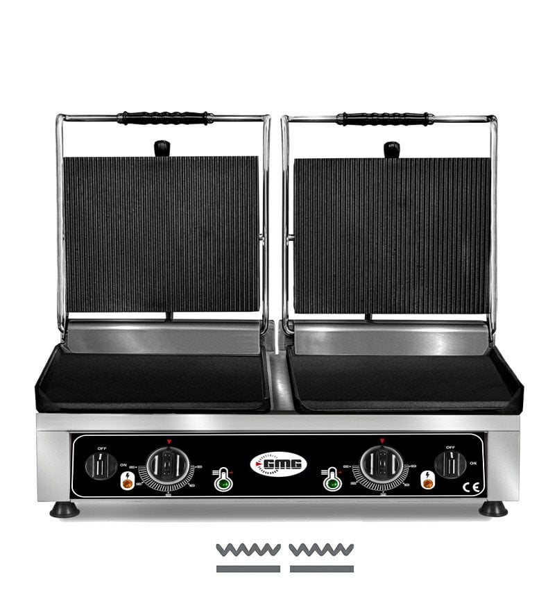 GMG KG 2735 DG Tost Makinesi Çift Kapaklı Yarı Oluklu, Yarı Düz 2 x 36 x 27 cm