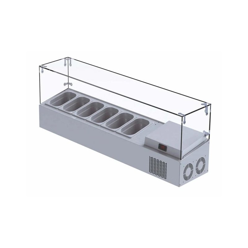 İceinox VTP-GL 132 Set Üstü Camlı Saladbar 5 Adet 1/4 150 GN Kapasiteli