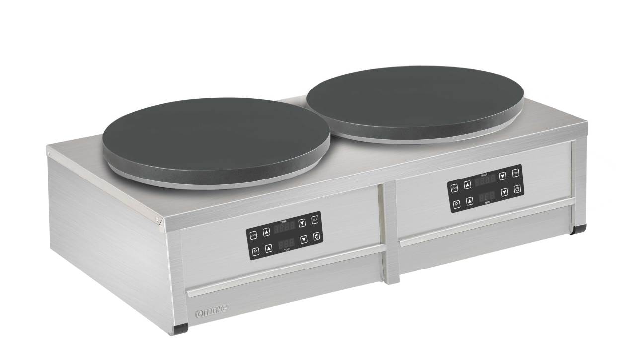 Omake Krep Makinesi, Çiftli Düz Teflon, Elektrikli, Dijital