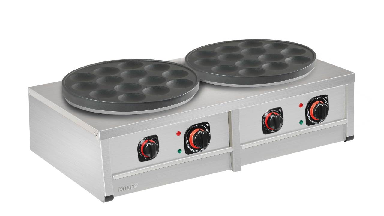 Omake Pankek Makinesi, İkili, 14 lü Teflon, Elektrikli, Zaman Ayarlı