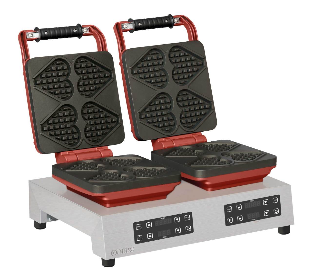 Omake Waffle Makinesi, Dijital, Sabit İkili, Çubuk Kalp
