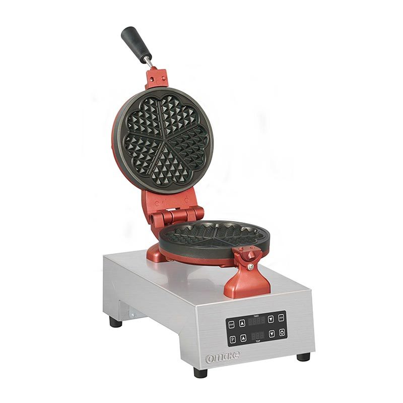 Omake Waffle Makinesi, Dijital, Sabit Tekli, Yuvarlak-Kalp, Zaman Ayarlı
