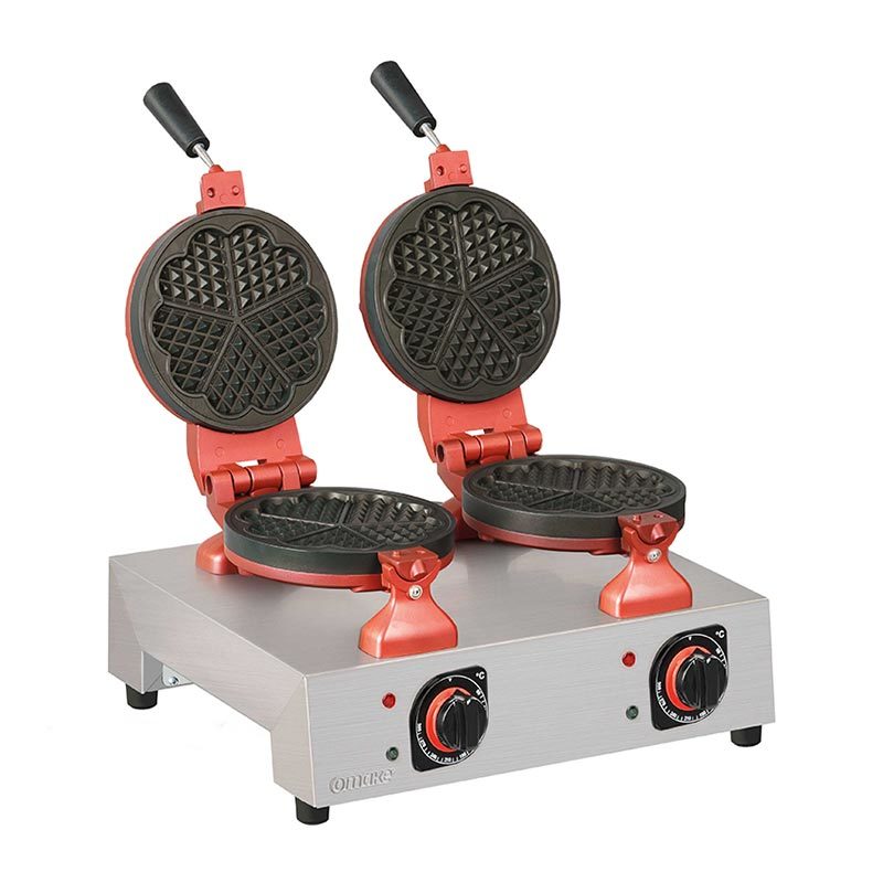Omake Waffle Makinesi, Manuel, Sabit İkili, Yuvarlak-Kalp