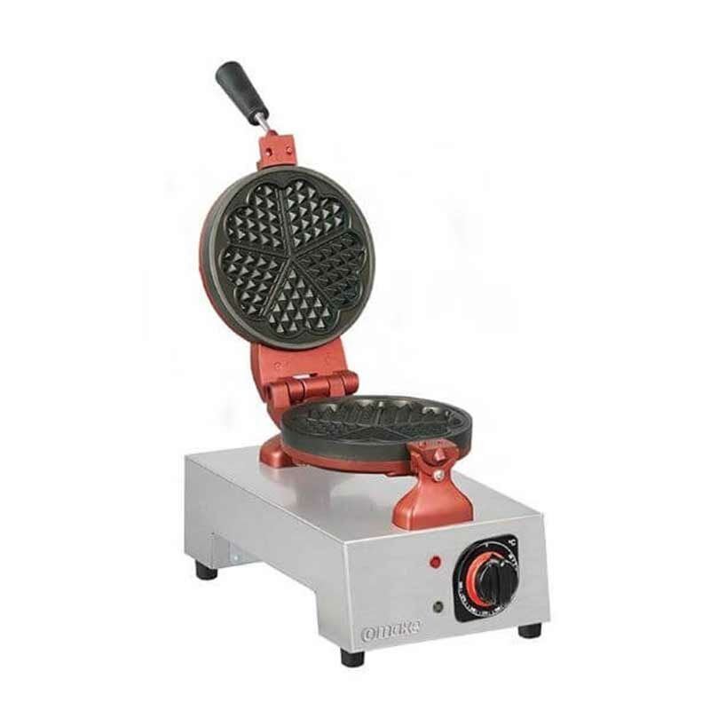 Omake Waffle Makinesi, Sabit Tekli, Yuvarlak-Kalp