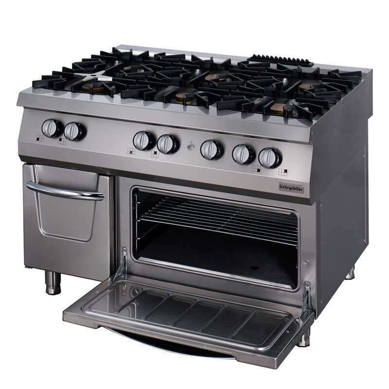 Öztiryakiler 700 Seri Kuzine Fırınlı Gazlı 6 Açık Ateş 120*70*85 (LS)-6x6 kW+7 kW Gazlı Fırın