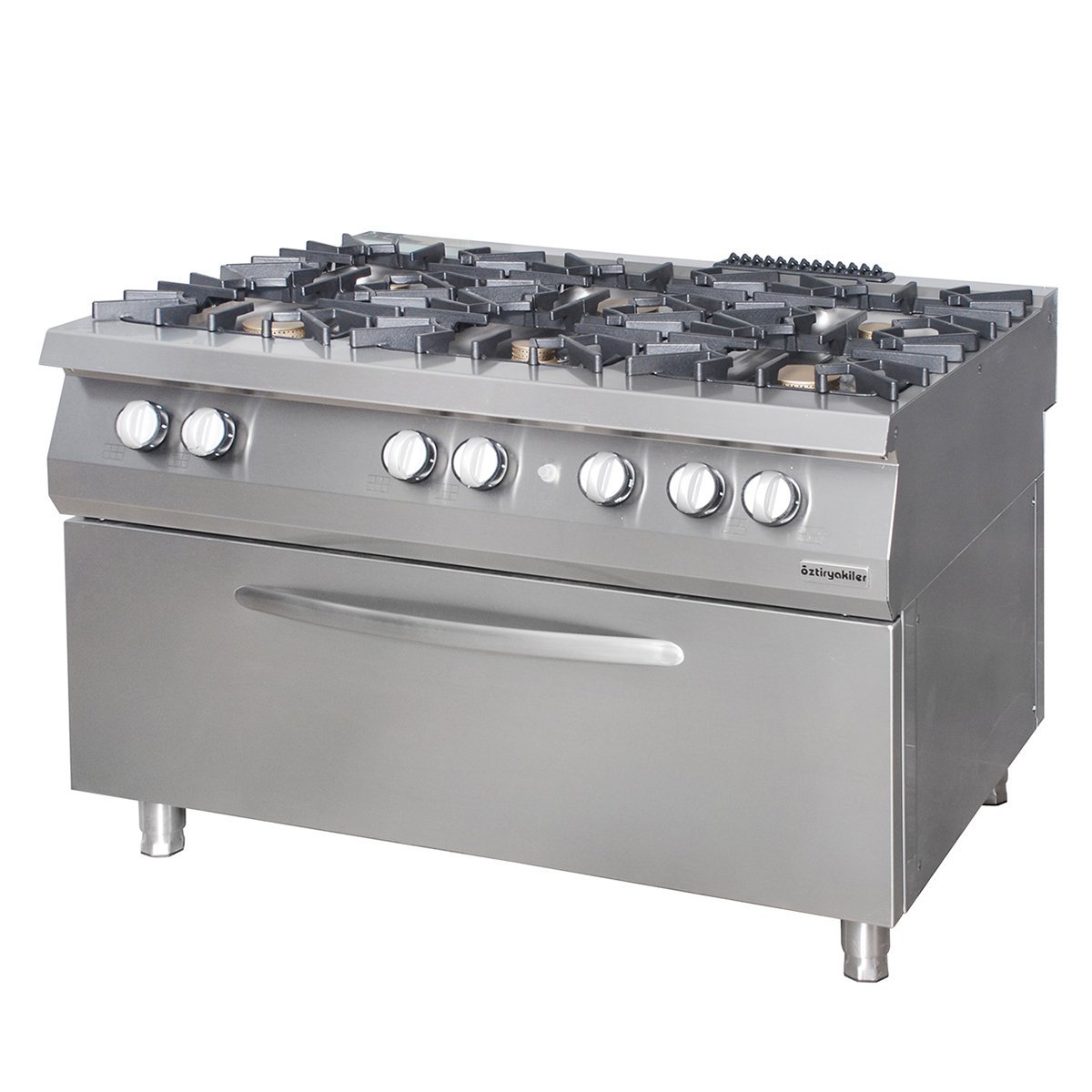 Öztiryakiler 900 Seri Kuzine, Büyük Fırınlı, Gazlı, 6 Açık Ateş 120x90x85