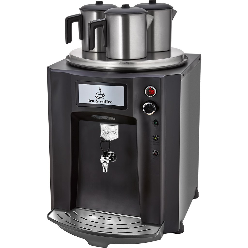 Remta DE10SP Premium Jumbo Şamandıralı Çay Makinesi, 3 Demlikli, 40 L, Elektrikli, Siyah