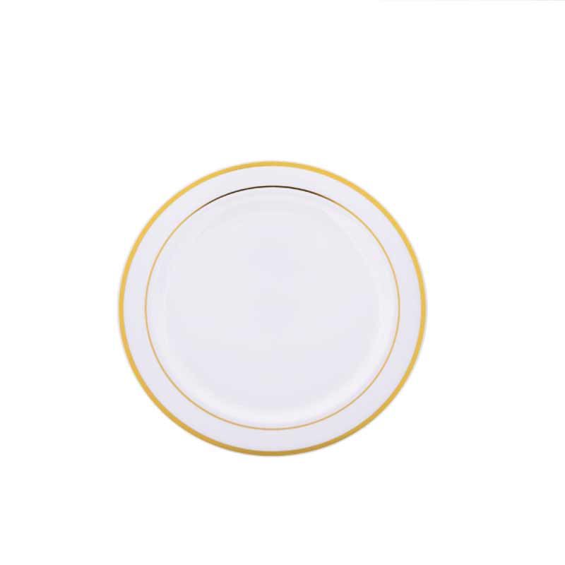 Rubikap Tek Kullanımlık Tabak, 19 cm Beyaz Goldlıne Baskılı