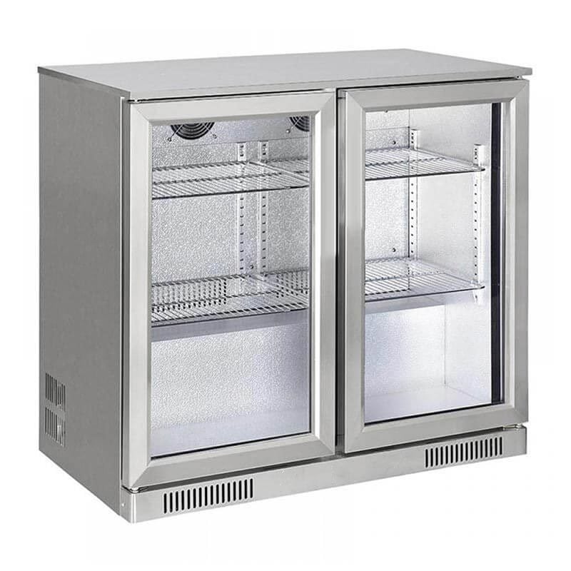 Senox Bar Tipi İki Sürgü Kapılı Şişe Soğutucu Dolap 250 Litre, SBCS-250 Krom