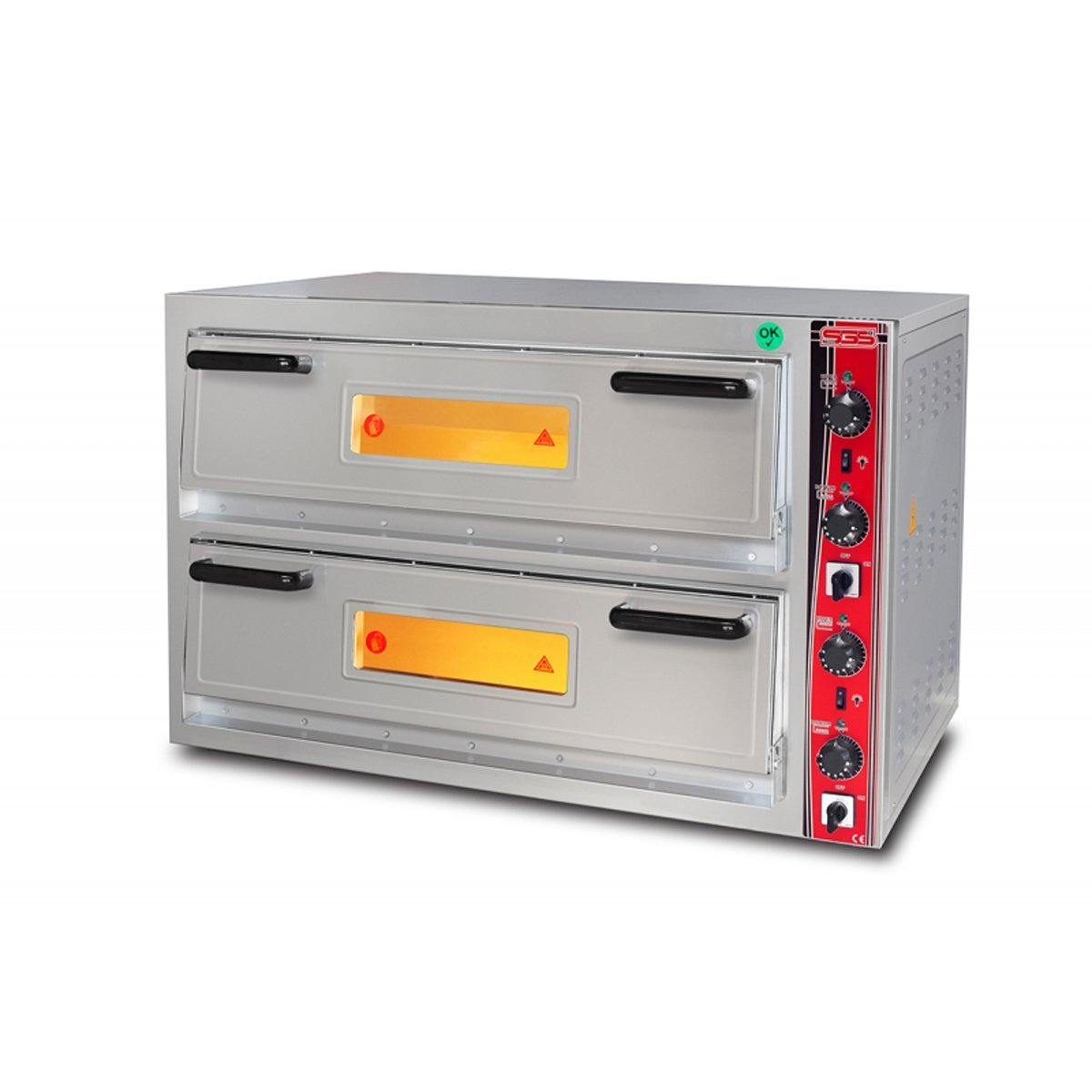 SGS PO / 6292 DE Çift Katlı Pizza Fırını Elektrikli 6+6 Pizza Ø 30 Cm
