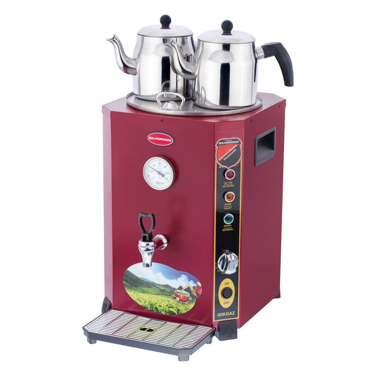 Silverinox Elit Çay Makinesi Kırmızı 13 LT