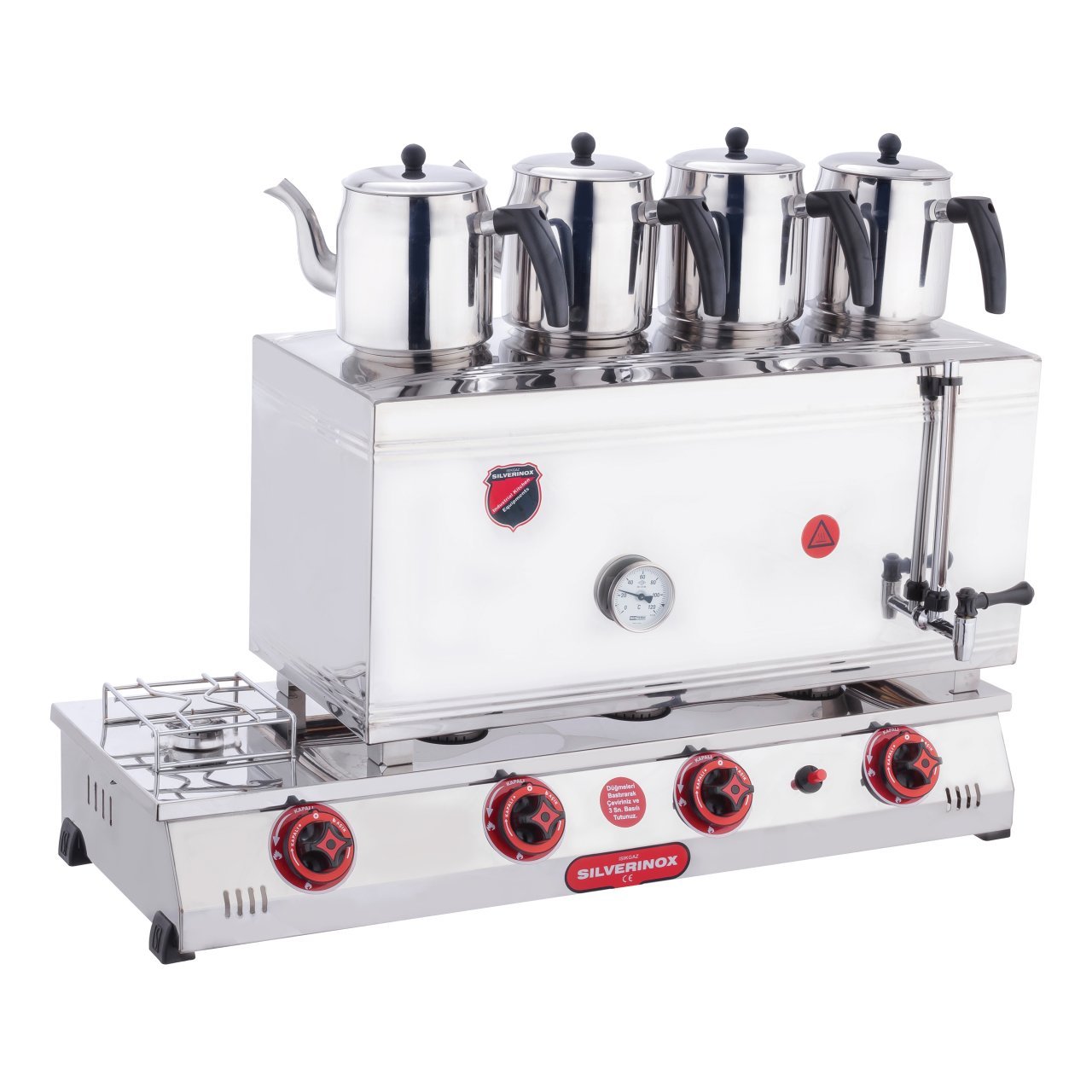 Silverinox LPG'li CE Çift Tab. Kaynaklı 4 Demlik Çay Ocağı 85'lik