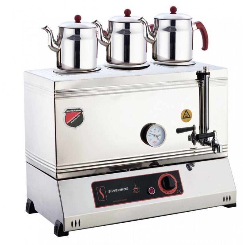 Silverinox LPG'li CE Çift Tab. Kaynaklı 3 Demlik Çayocağı 60'lık