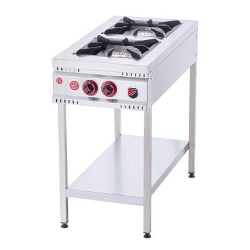SilverInox Taban Raflı 2 Gözlü Midi Ocak, 45x97x85 cm, LPG\'li
