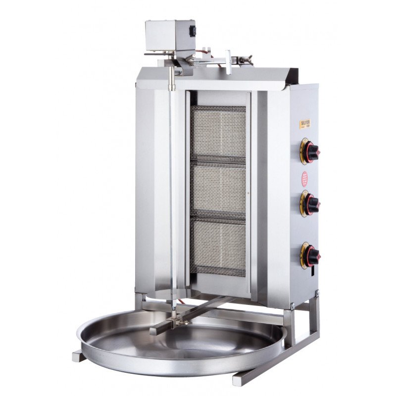 Silverinox Üstten Motorlu LPG\'li CE Döner Ocağı 3 Radyanlı