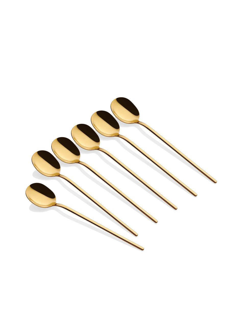 The Mia Çay Kaşığı 6 Parça - 13 Cm Parlak Gold