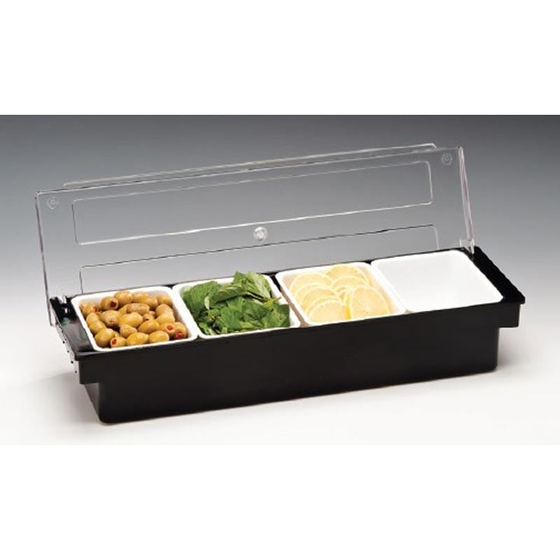Zicco ZCP-304 Kapaklı Polikarbon Bar Konteyner 4'lü 50x16x9.5 cm Siyah