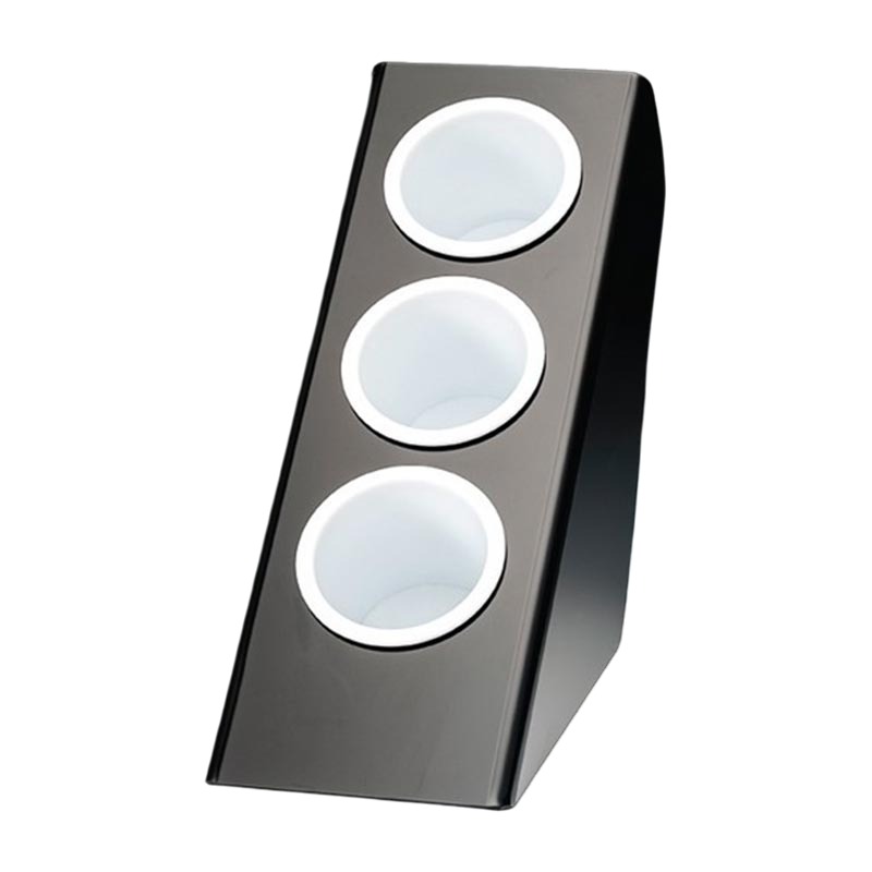 Zicco ZCP-644 Polikarbon Kahve-Çay Kaşığı Standı 3 Gözlü 27x14.5 cm Siyah