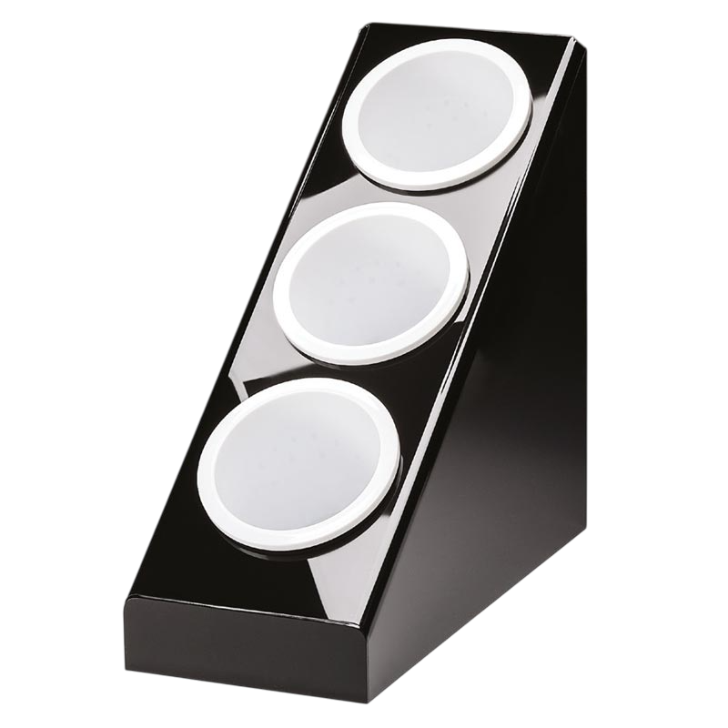 Zicco ZCP-657 Polikarbon Çatal Kaşık Standı 3 Gözlü 20.8x41.5 cm Siyah