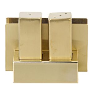 Biradlı Groovy GRV-106-P 3'lü Peçetelikli Çelik Tuzluk Takımı, Altın