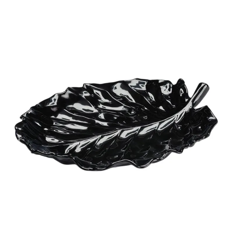 Zicco K-2700 Melamin Yaprak Model Teşhir Tabağı 31x24 cm Siyah