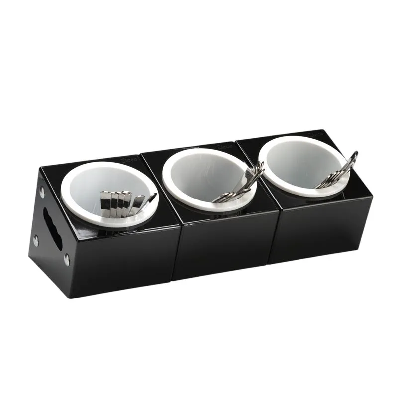 Zicco ZCP-390 Polikarbon Çatal Kaşık Standı 3 Gözlü 48x18x18 cm Siyah