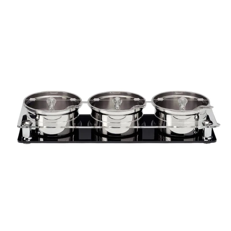 Zicco ZCP-667 Polikarbon Kapaklı Çelik Altılı Sosluk Reçellik Standı 3'lü 17.5x49 cm