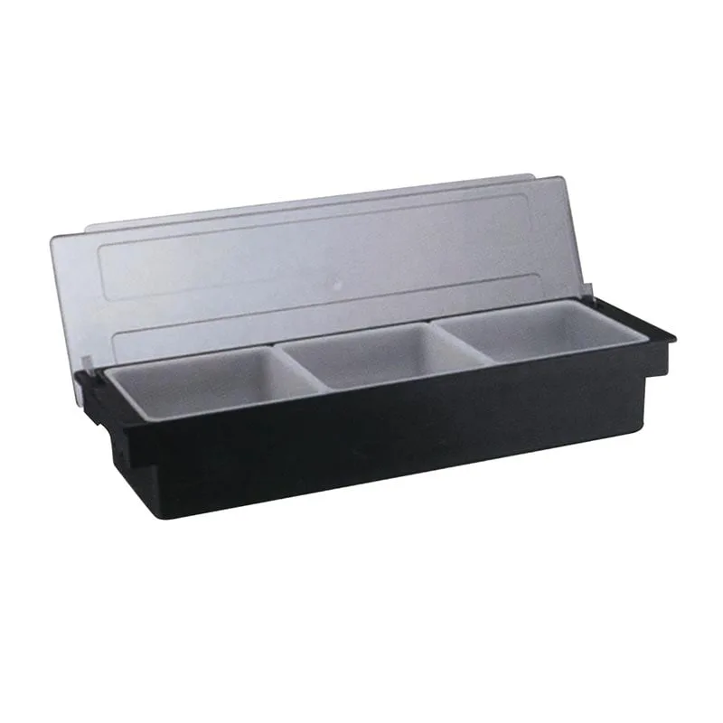 Biradlı BRD-H10311 Kapaklı Polikarbon Bar Konteyner, 3'lü, 50x16x9 cm, Siyah