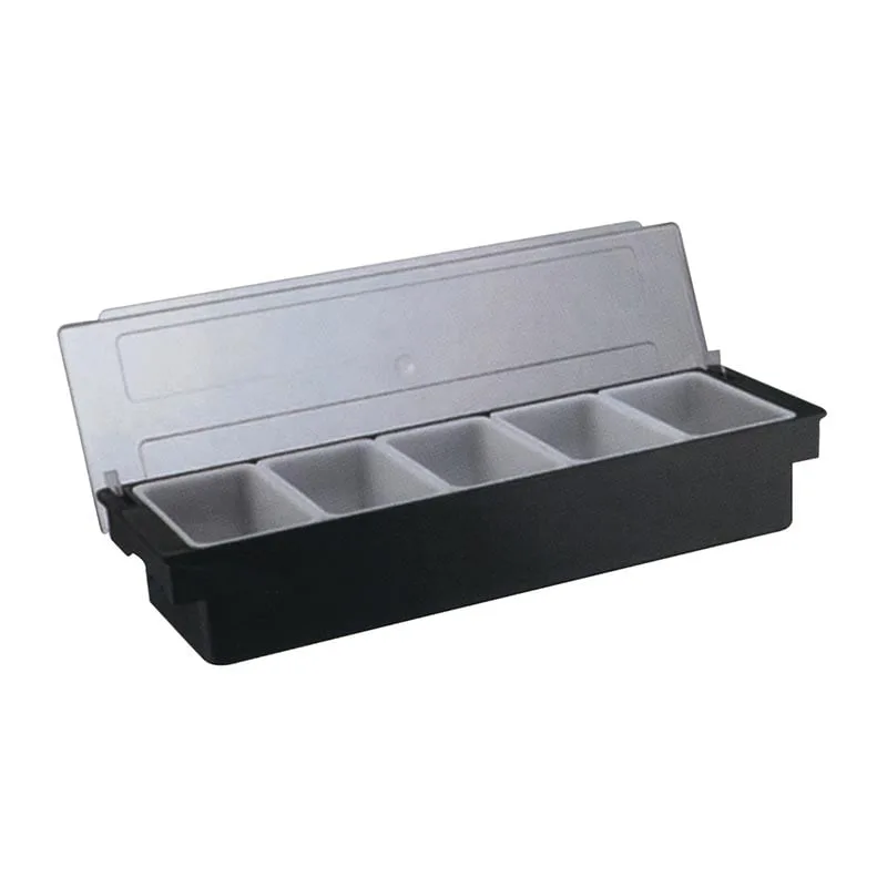 Biradlı BRD-H10313 Kapaklı Polikarbon Bar Konteyner, 5'li, 50x16x9 cm, Siyah
