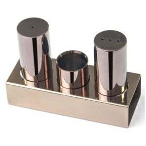 Biradlı GRV-103 Yuvarlak Kalık Tuzluk Takımı, 3'lü, Bakır