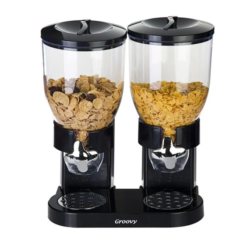 Biradlı GRV-10414 2'li Mısır Gevreği Dispenseri, 2x3.5 L, Siyah