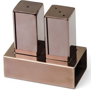 Biradlı GRV-106 Kare Parlak Tuzluk Takımı, 2'li, Bakır